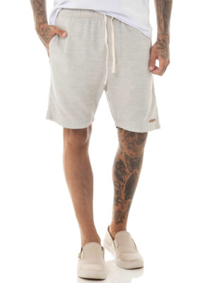 Bermuda Yacht elástico algodão/linho mescla bege